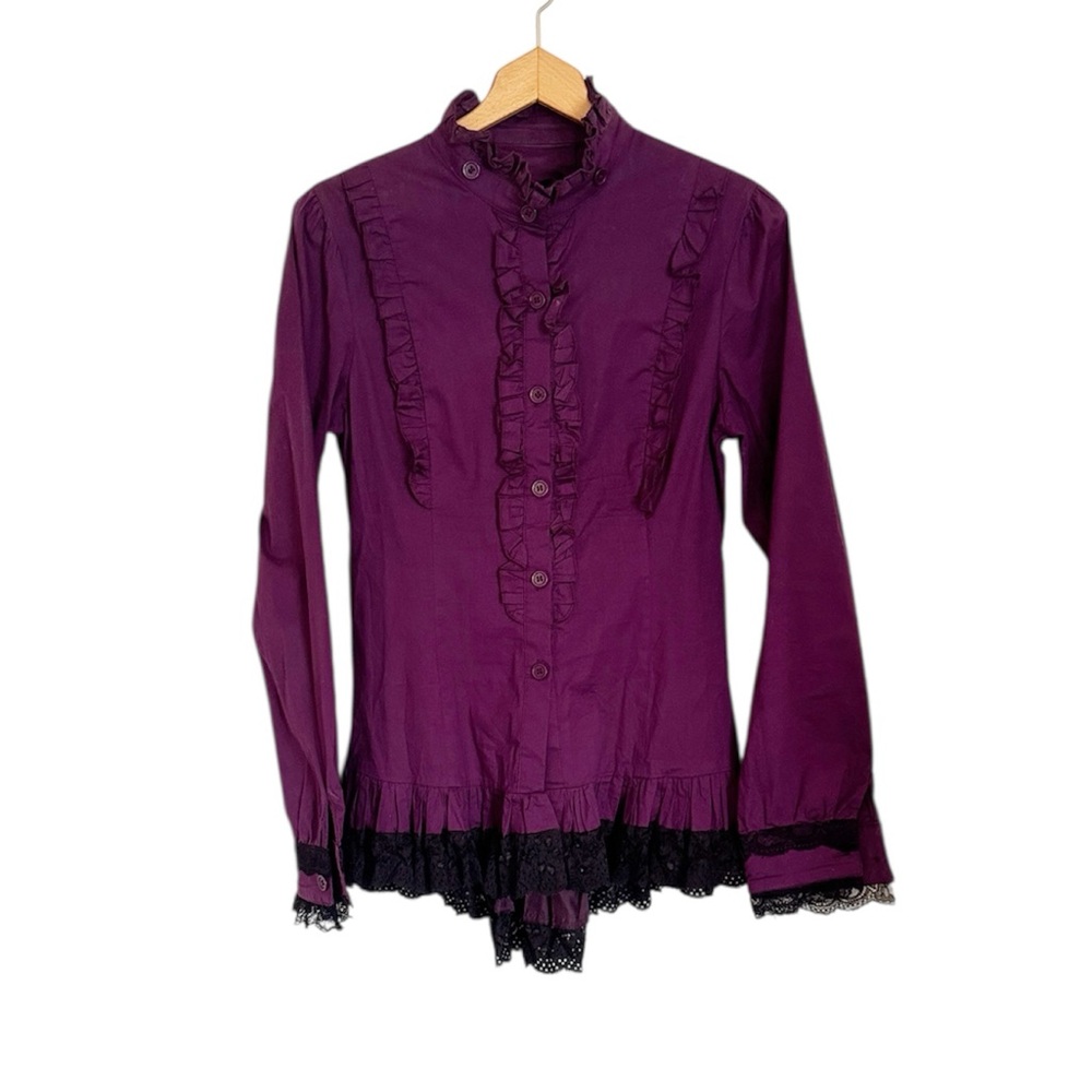 Dracula Clothing Purple Gothic Victorian Steampunk Long Sleeve Top size L
